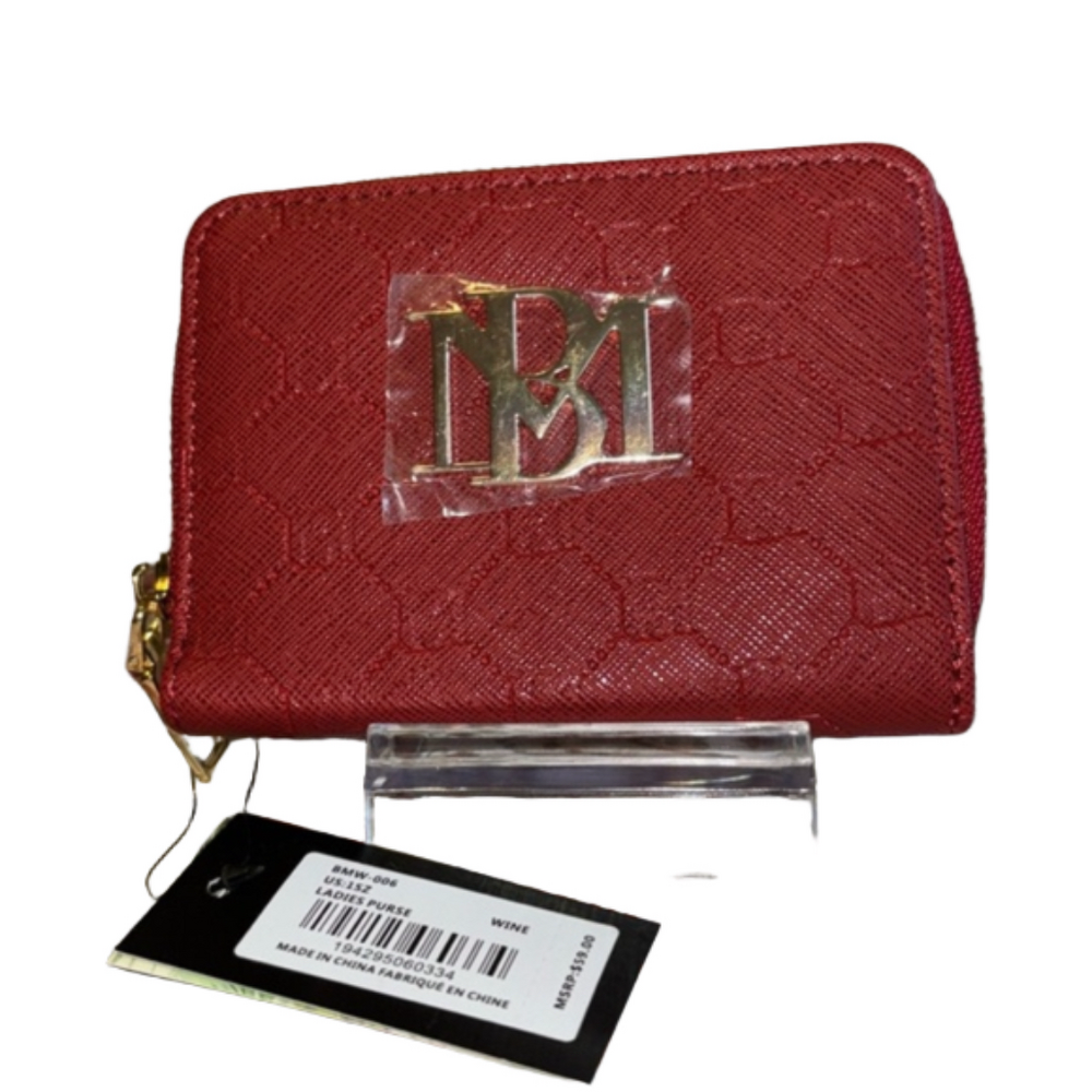 BADGLEY MISCHKA Womens Vegan Leather wine/gold accents. NWT